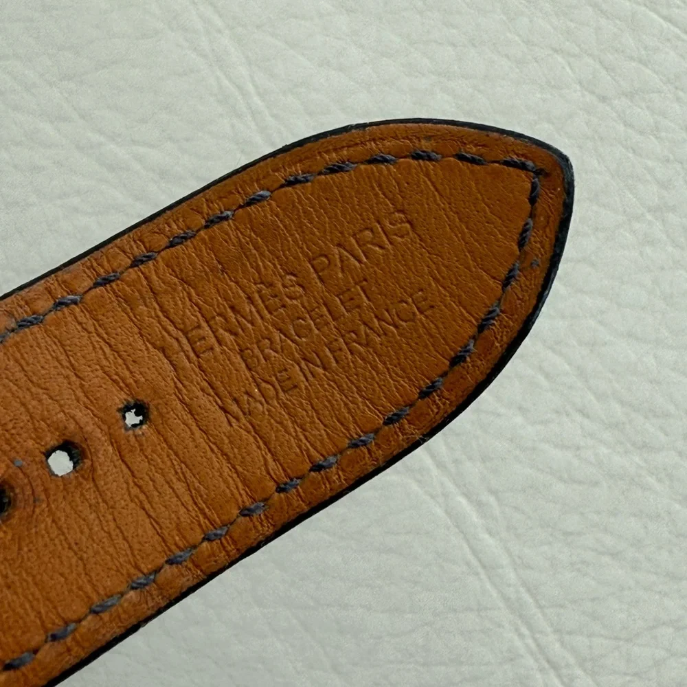 Hermes Navy Single Tour Leather 45mm Apple Watch Band - Picture 11 of 12